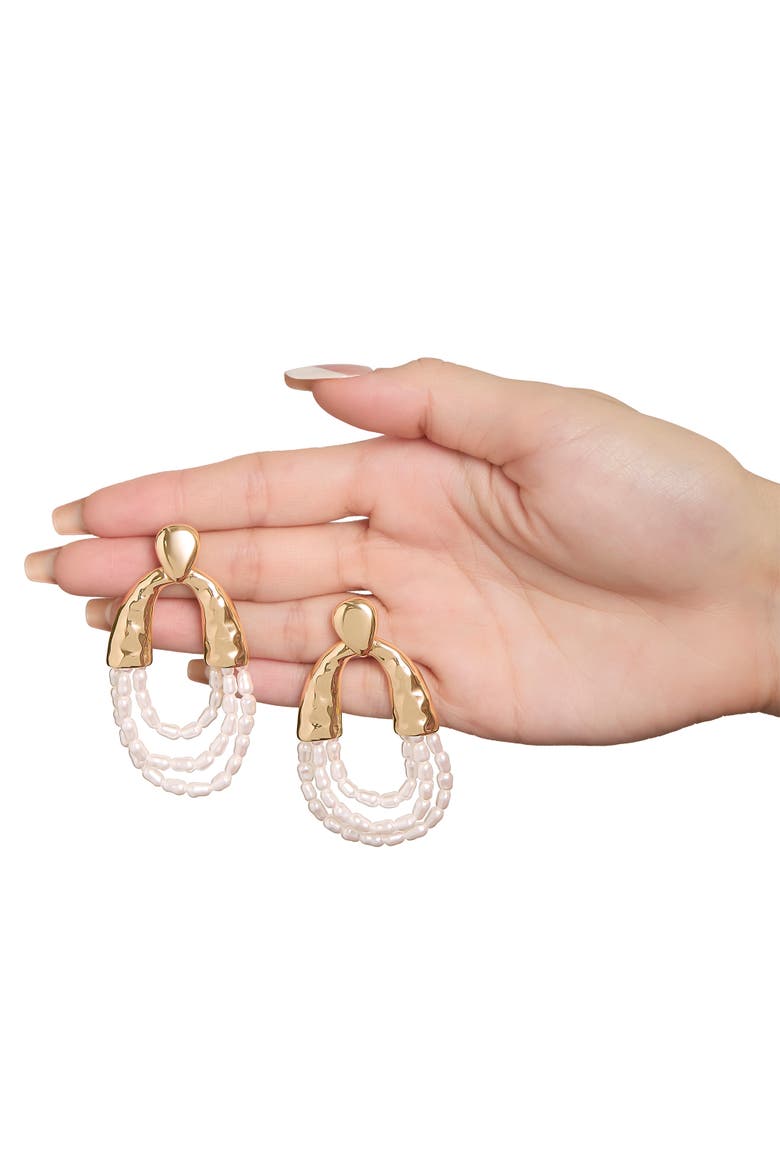 Pear Hoop Earrings, Alternate, color, Gold