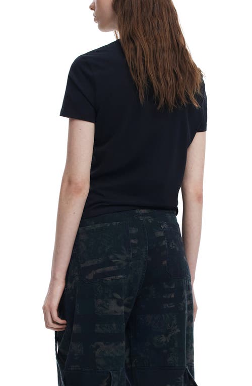 Desigual Reversible Graphic T-shirt In Black