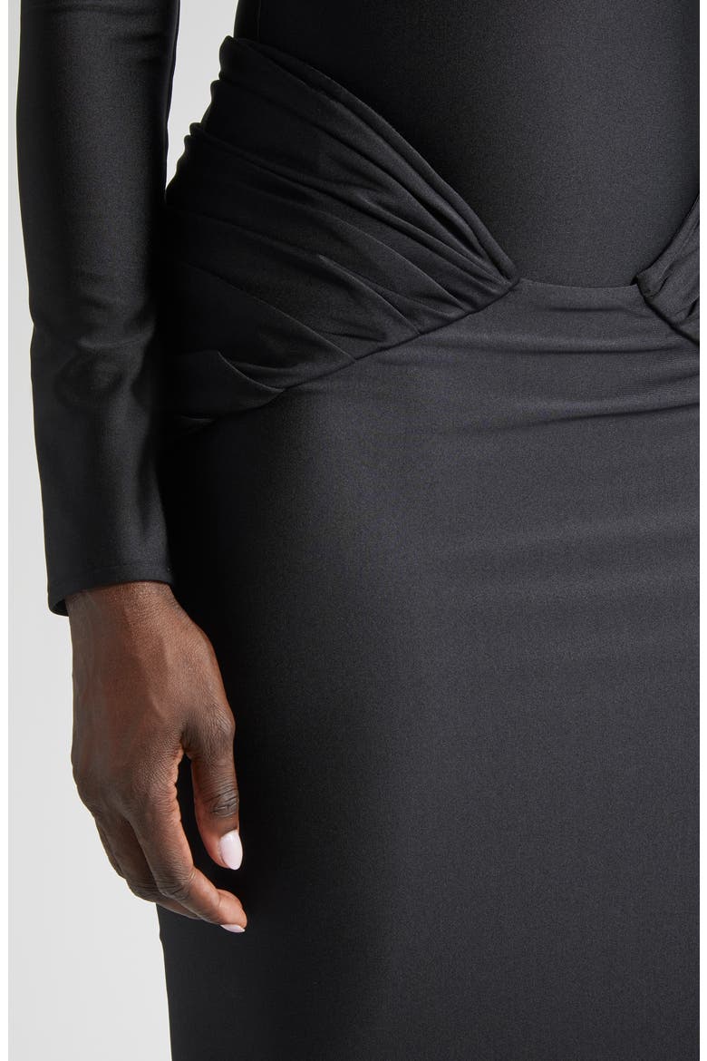 Low Rise Jersey Maxi Skirt with Train, Alternate, color, BLACK