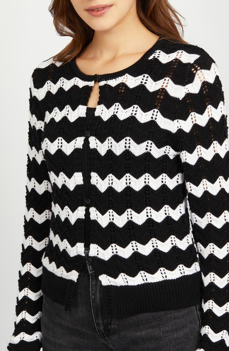 525 Ashley Chevron Stripe Cardigan, Alternate, color, Black Multi