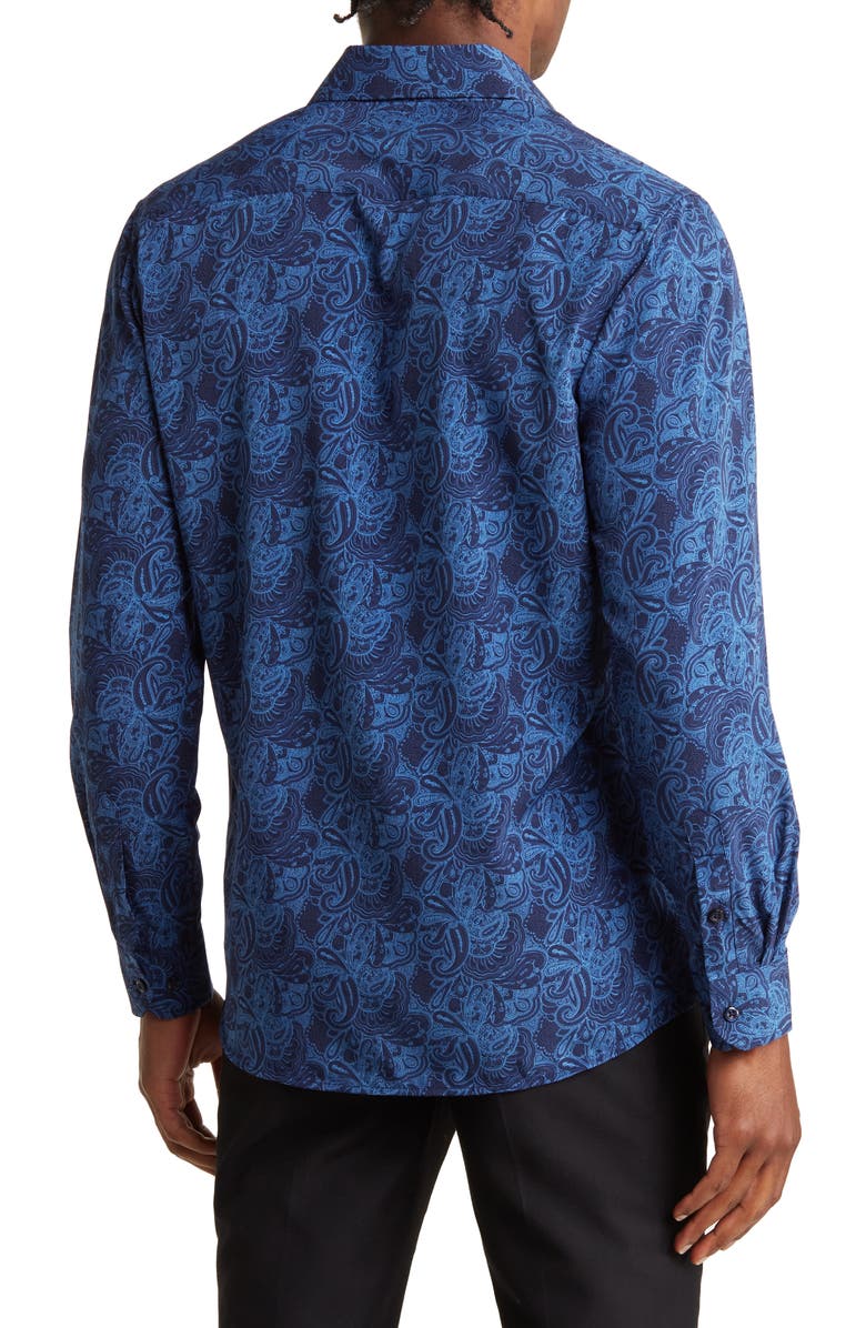 TOM BAINE Slim Fit Paisley Long Sleeve Button-Up Dress Shirt, Alternate, color, Blue