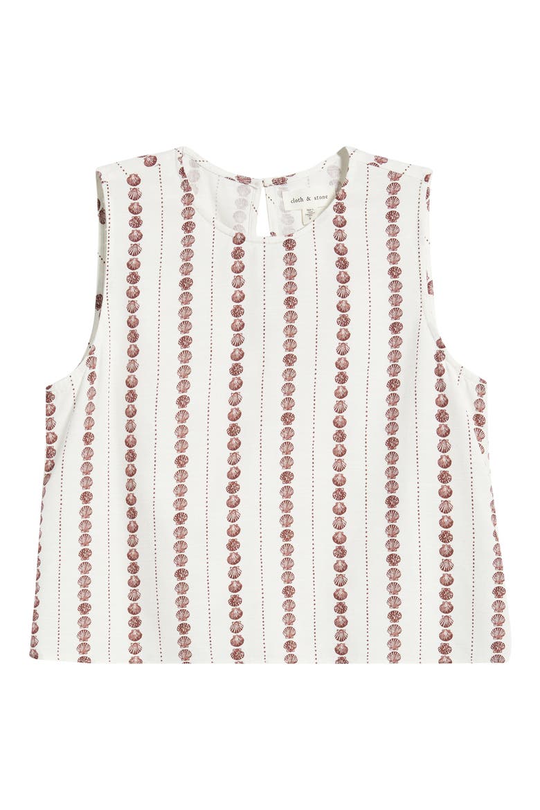 Sleeveless Keyhole Top, Alternate, color, SEASHELL STRIPE
