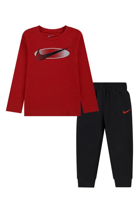 Kids' Swoosh Long Sleeve Tee & Joggers Set (Toddler & Little Kid)