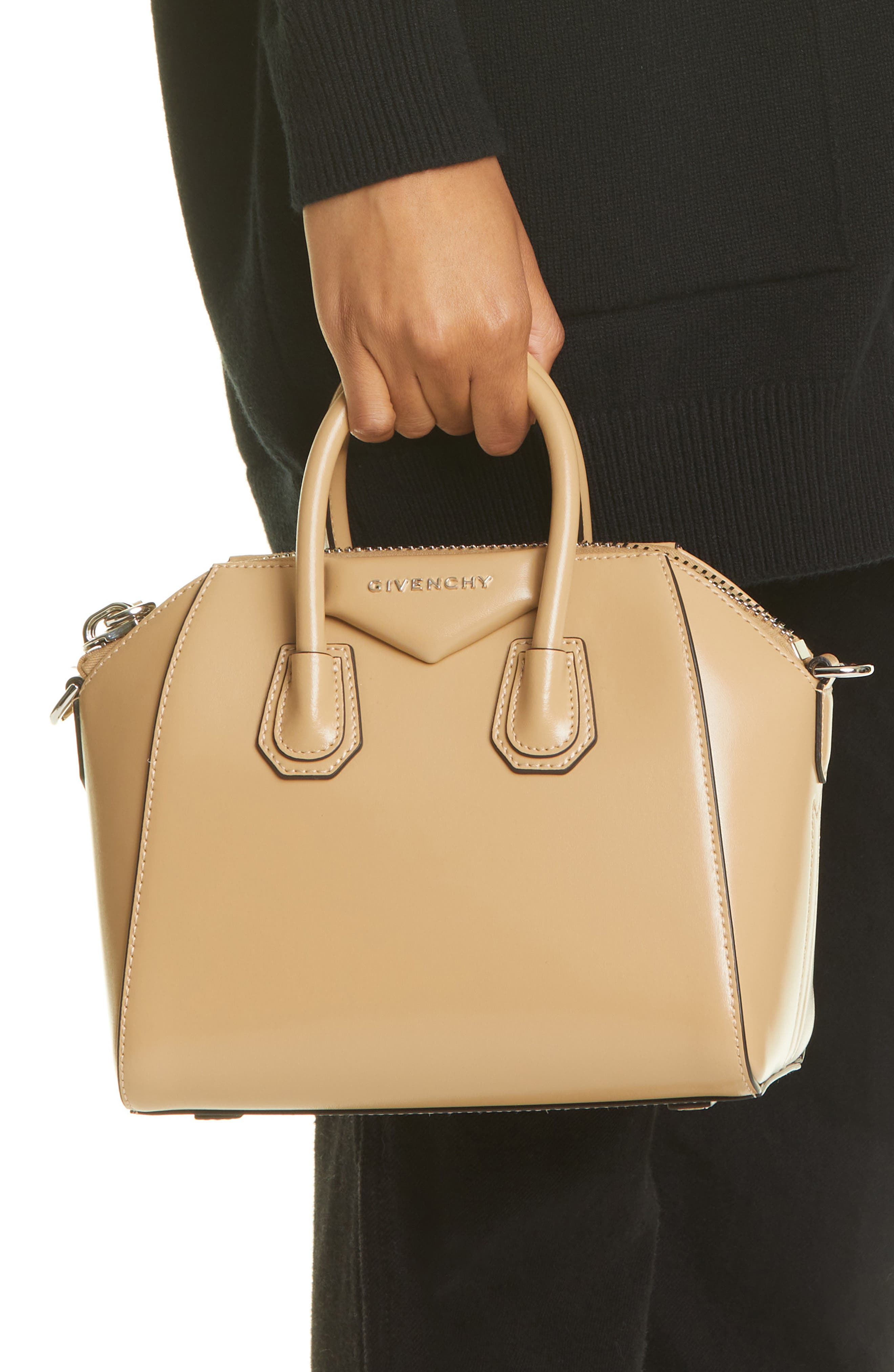 Givenchy Mini Antigona Leather Satchel, Alternate, color, 