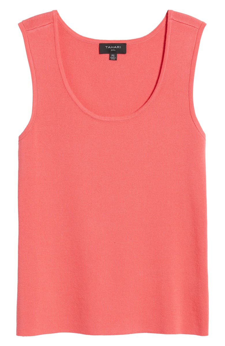 Tahari ASL Scoop Neck Sweater Tank, Alternate, color, Sunset