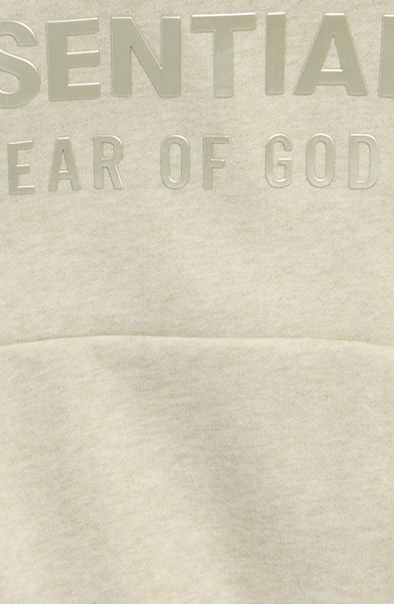 Fear of God Essentials Kids' Metallic Logo Fleece Hoodie, Alternate, color, Heather Stone