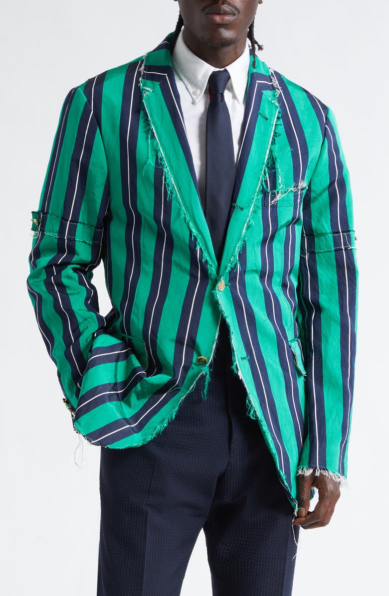 Thom Browne Unconstructed Silk & Cotton Sport Coat, Main, color, Green