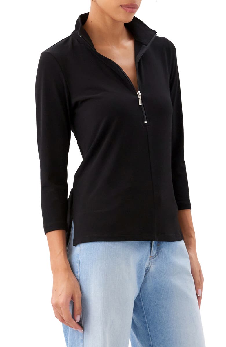 Karen Kane Quarter Zip Jersey Pullover, Alternate, color, Black