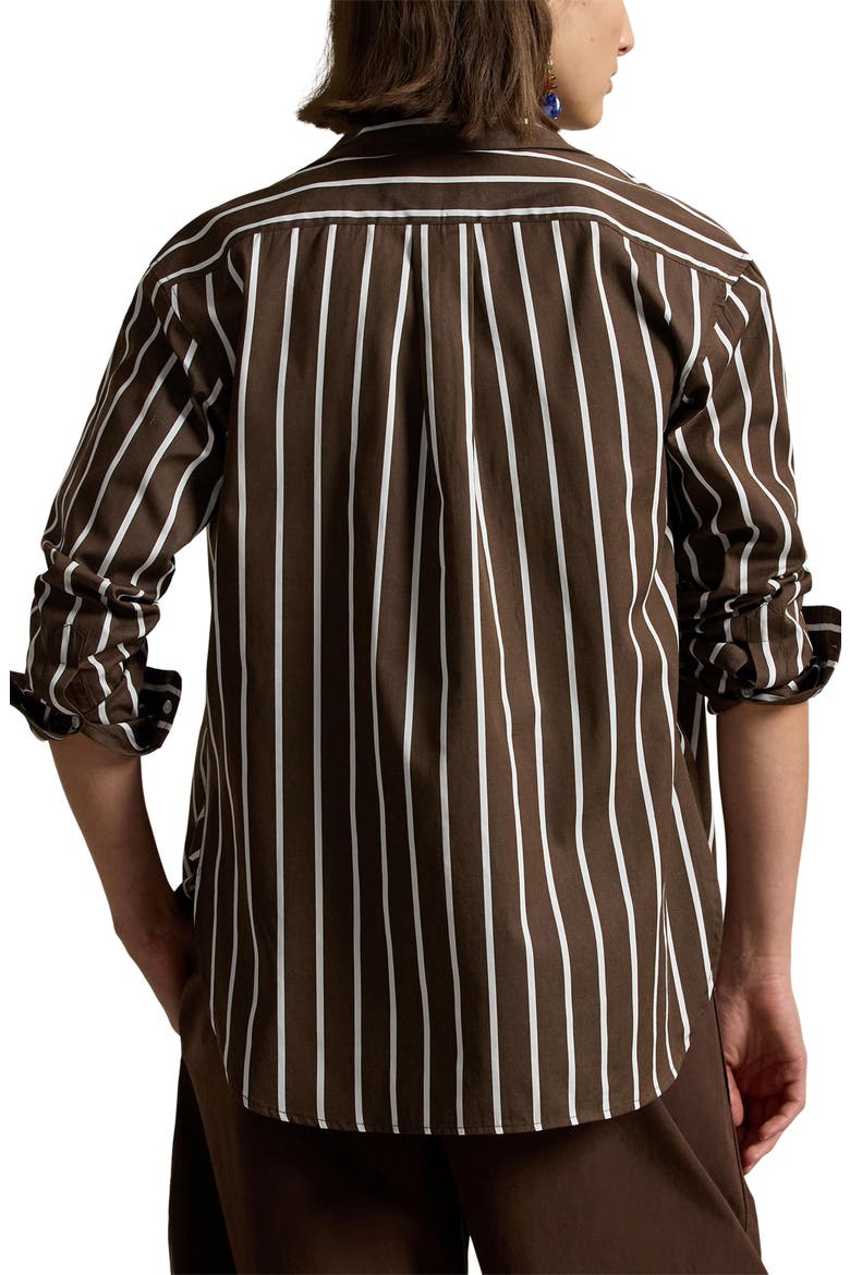 Relaxed Fit Stripe Cotton Button-Up Shirt, Alternate, color, DARK BROWN/ WHITE