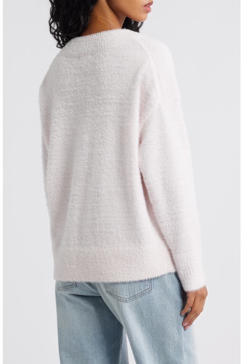 Fuzzy V-Neck Sweater, Alternate, color, PINK PRIMROSE
