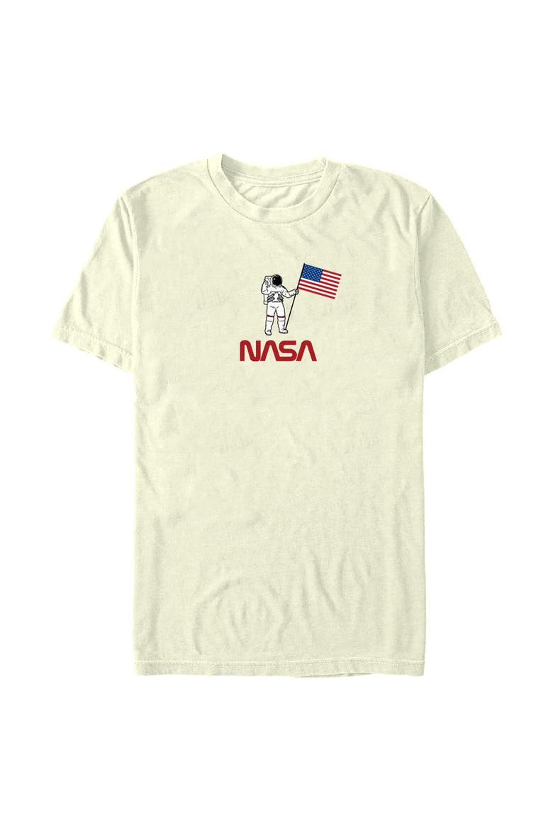 Men's Astronaut Flag Logo Short Sleeve Graphic T-shirt, Main, color, Beige