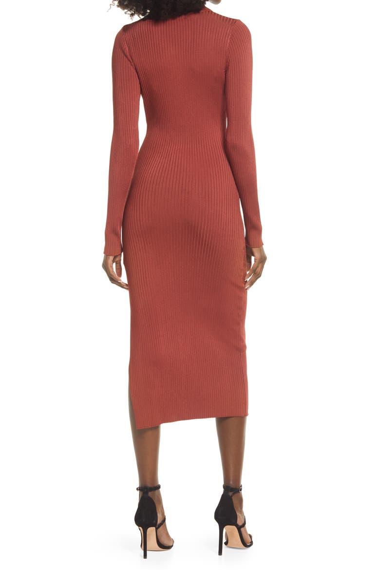 Long Sleeve Polo Midi Dress, Alternate, color, BRICK001