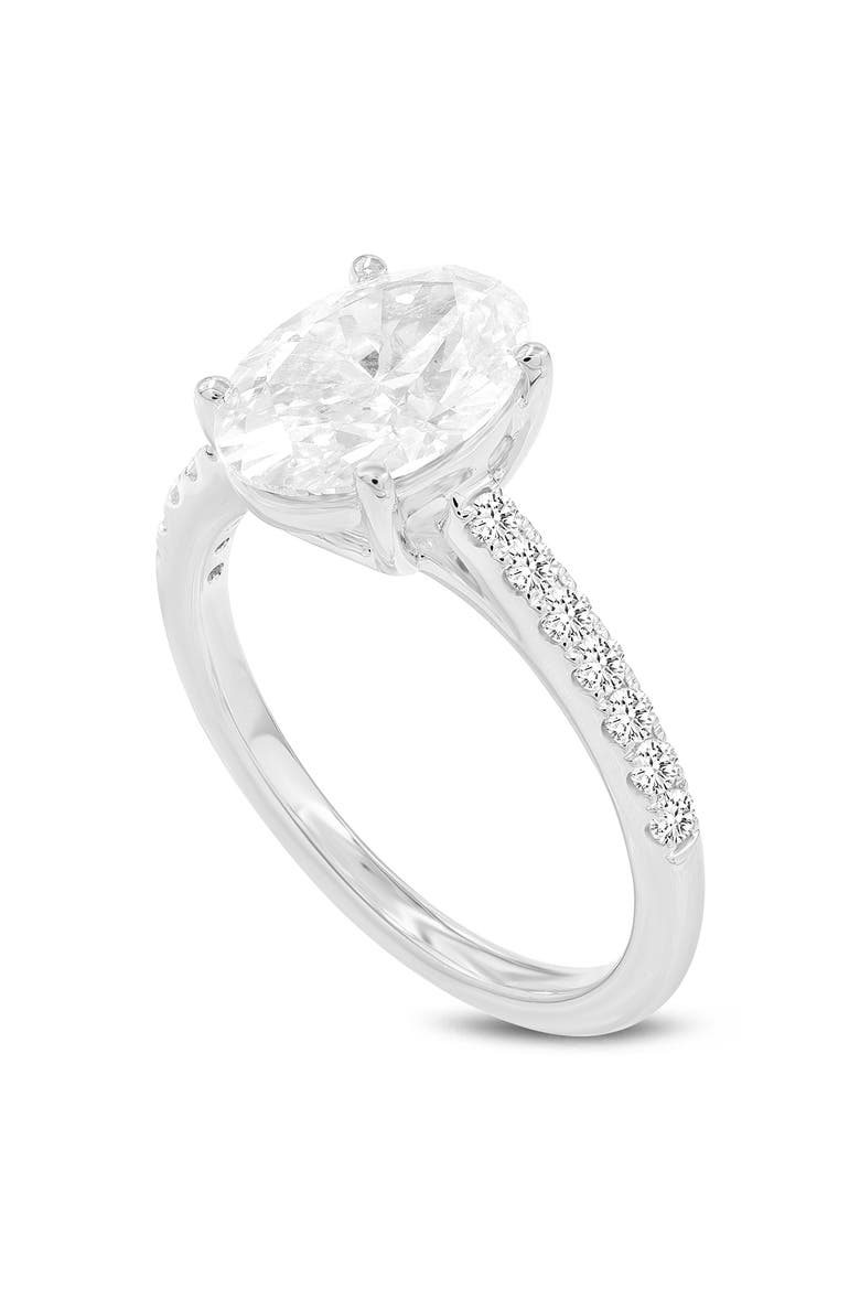 Prose 14K Gold Oval Lab Grown Diamond Engagement Ring - 2.4 Ct, Main, color, 14K White Gold