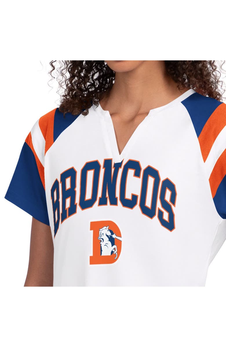 STARTER Women's Starter White Denver Broncos Game On Notch Neck T-Shirt, Alternate, color, White
