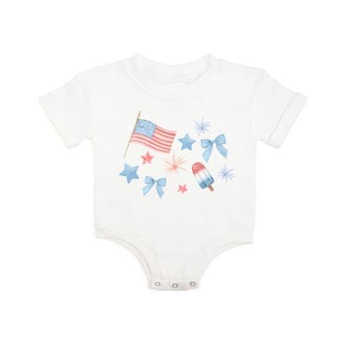 Patriotic Watercolor Short Sleeve Romper (Baby)
