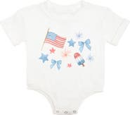 Sweet Wink Patriotic Watercolor Short Sleeve Romper
