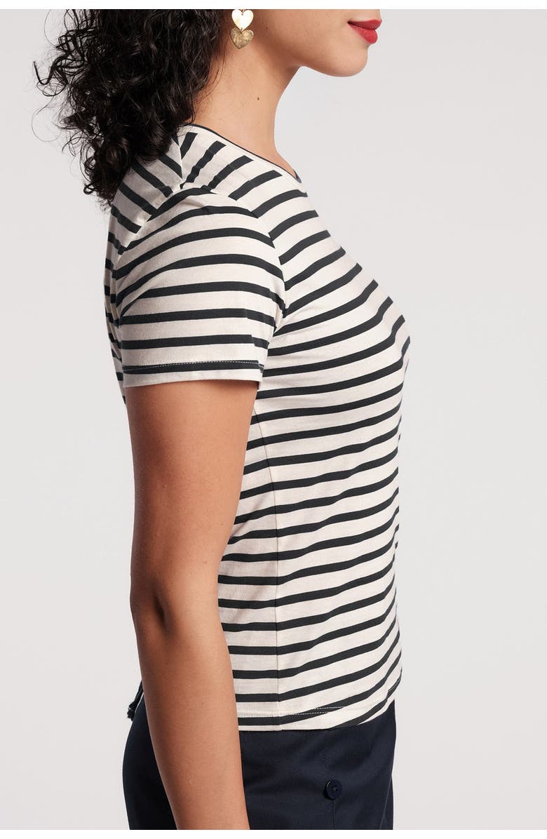 Frances Valentine Super Crewneck T Stripe, Alternate, color, Oyster/Black