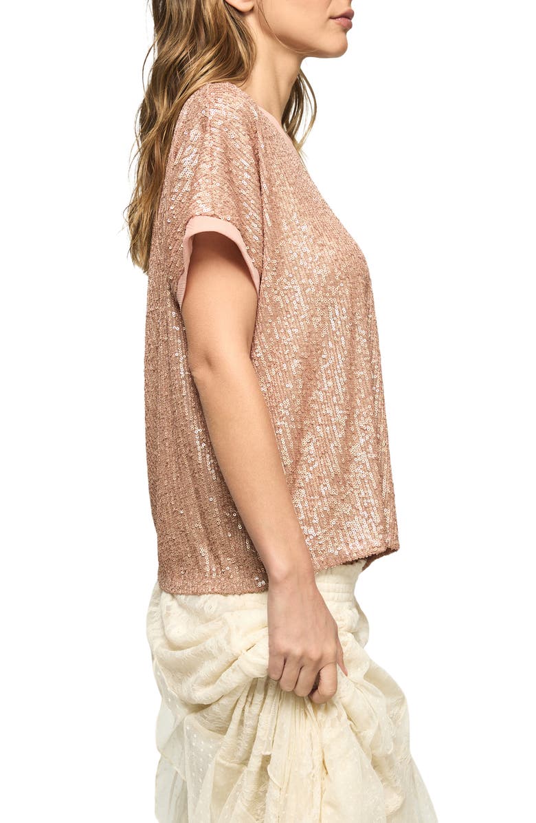 Lucky Brand Sequin T-Shirt, Alternate, color, Blush