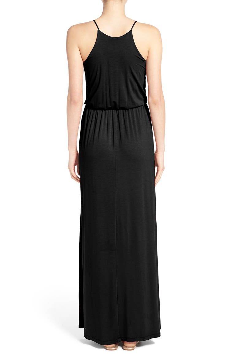 High Neck Maxi Dress, Alternate, color, BLACK