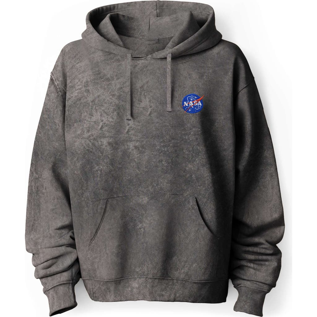 Dalix Nasa Mineral Wash Hoodie Nasa Embroidered Fleece Hoodie Mineral Wash Long Sleeve Sweatshirt Me In Gray