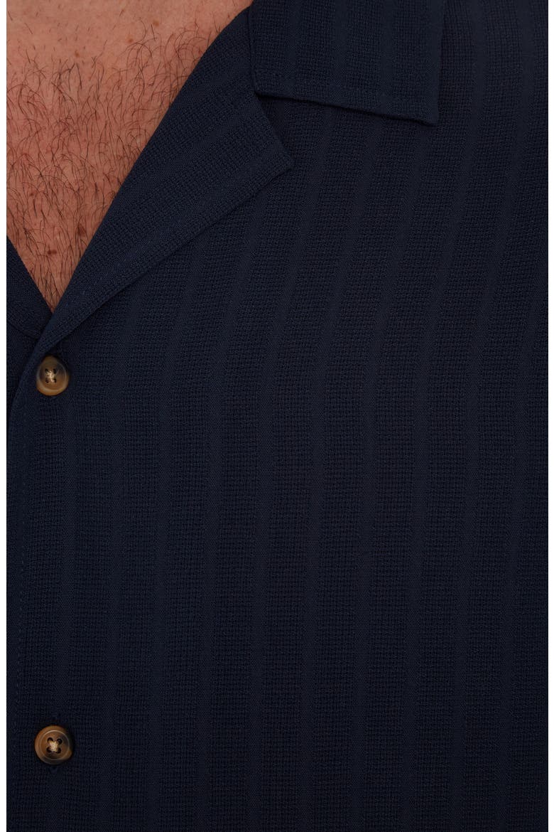 Textured Stripe Woven Camp Shirt, Alternate, color, NAVY