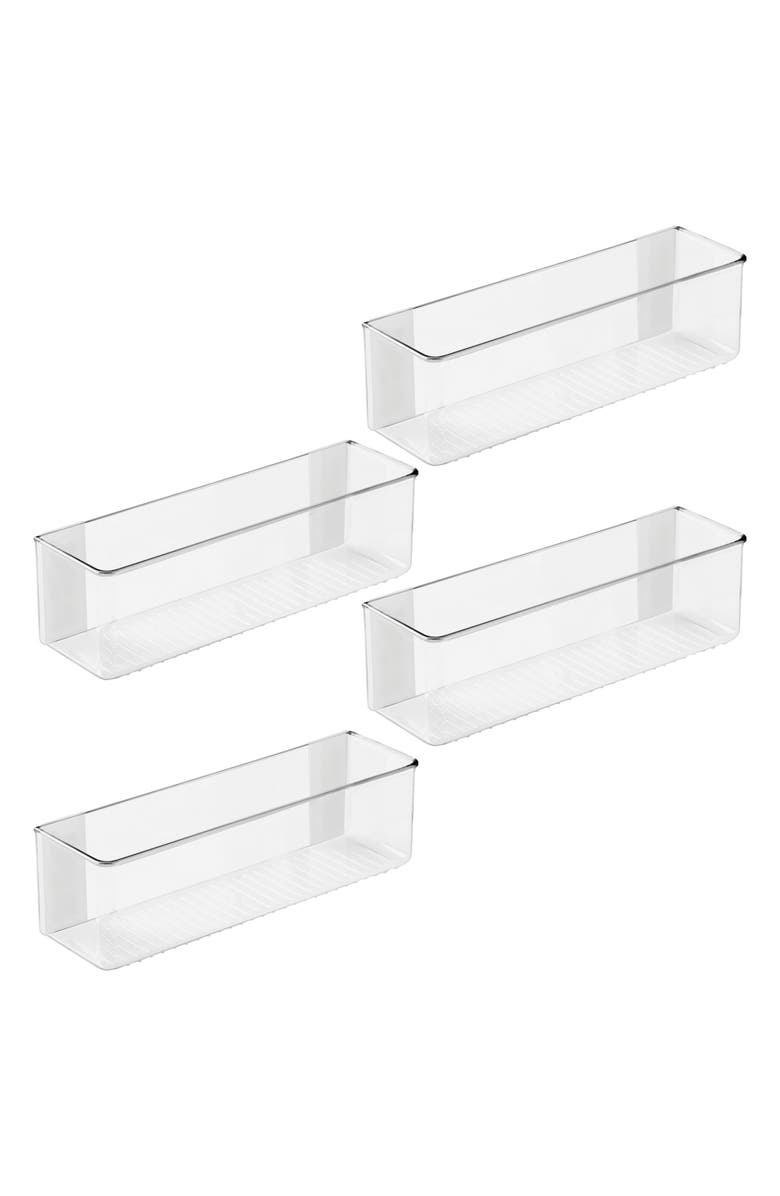 iDesign Adhesive Organizer Bin for Kitchen - Set of 4 - Clear, Main, color, Clear
