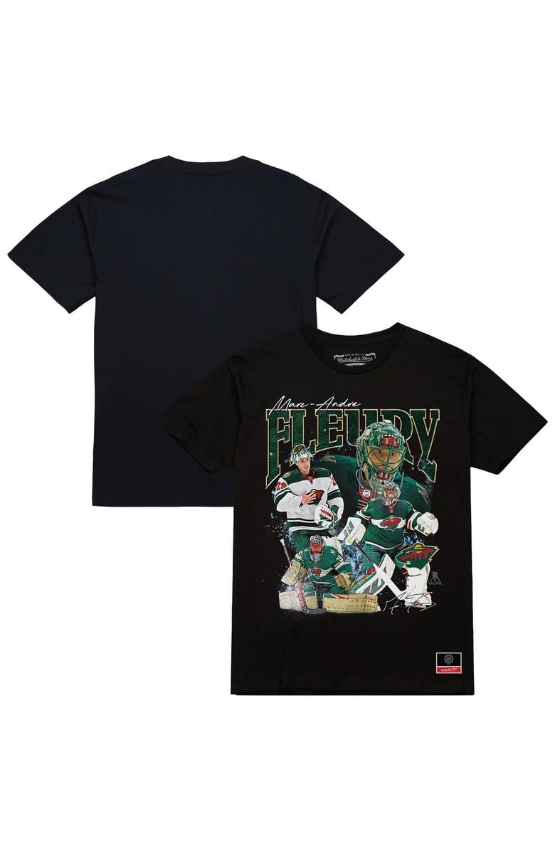 Mitchell & Ness Men's Mitchell & Ness Marc-Andre Fleury Black Minnesota Wild Collage T-Shirt, Main, color, Black