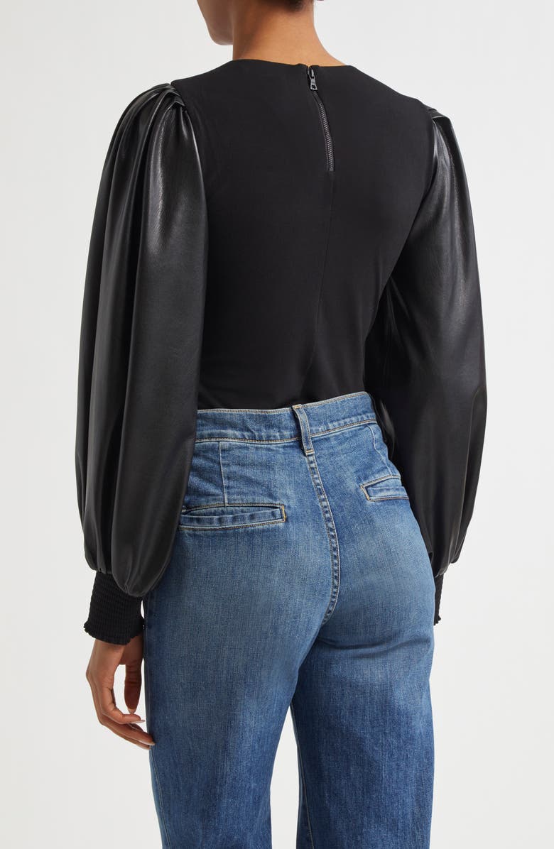 Alice + Olivia Latoria Mixed Media Top, Alternate, color, Black