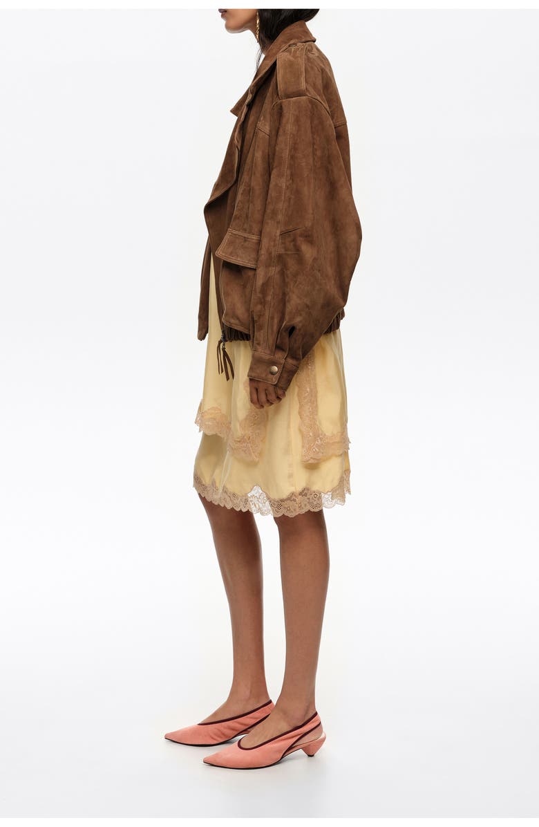 Bimba y Lola Double-Front Suede Jacket, Alternate, color, Dark Olive