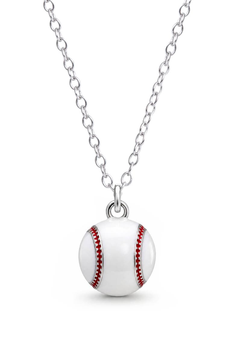 Kids' 3D Baseball Pendant Necklace, Main, color, WHITE