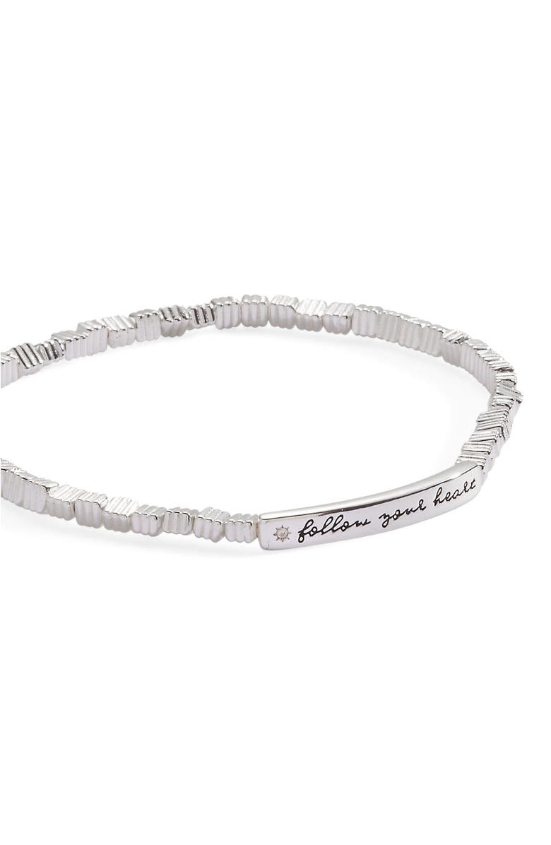 Alex and Ani Follow Your Heart Stretch Bracelet, Alternate, color, Silver