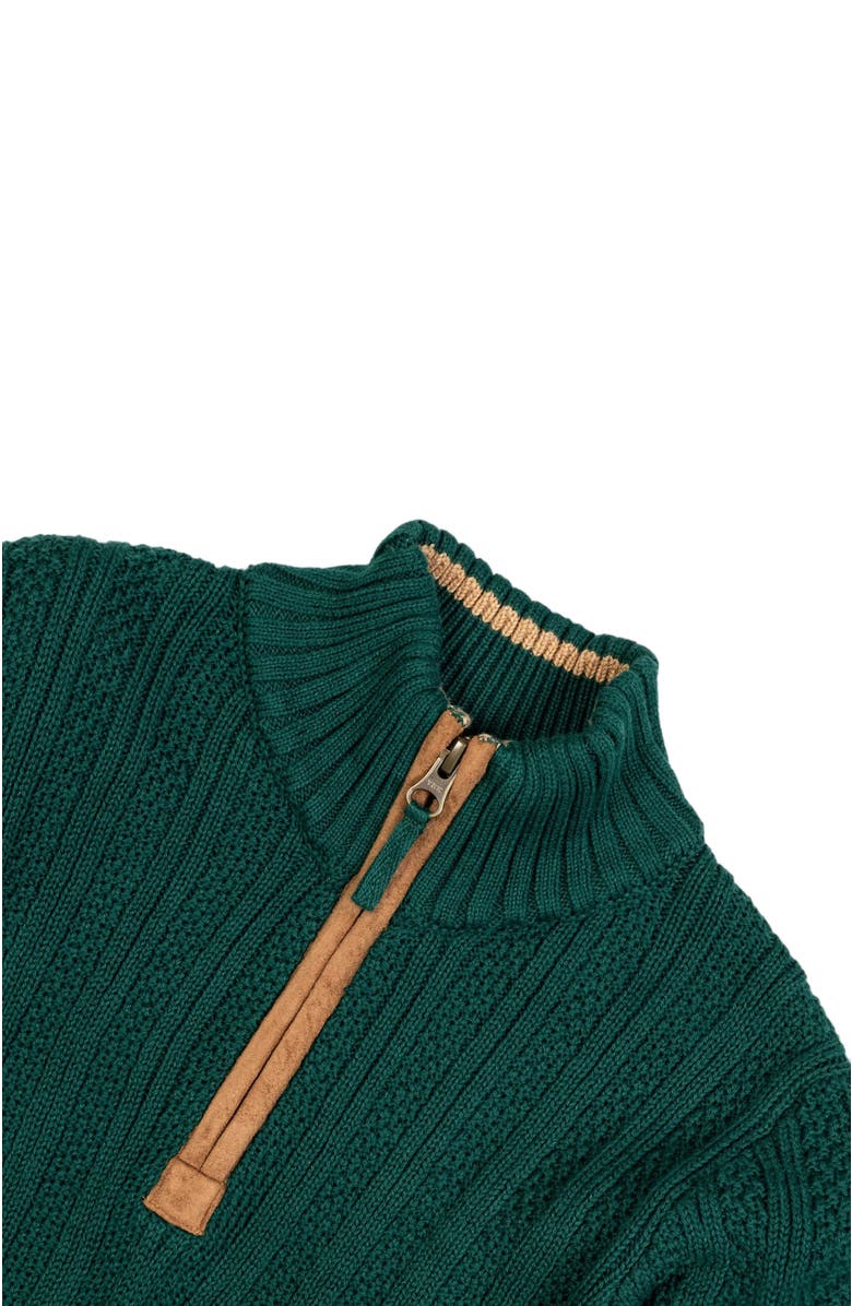 Hope & Henry Baby Boys' Organic Half Zip Sweater with Suede Trim, Infant, Alternate, color,