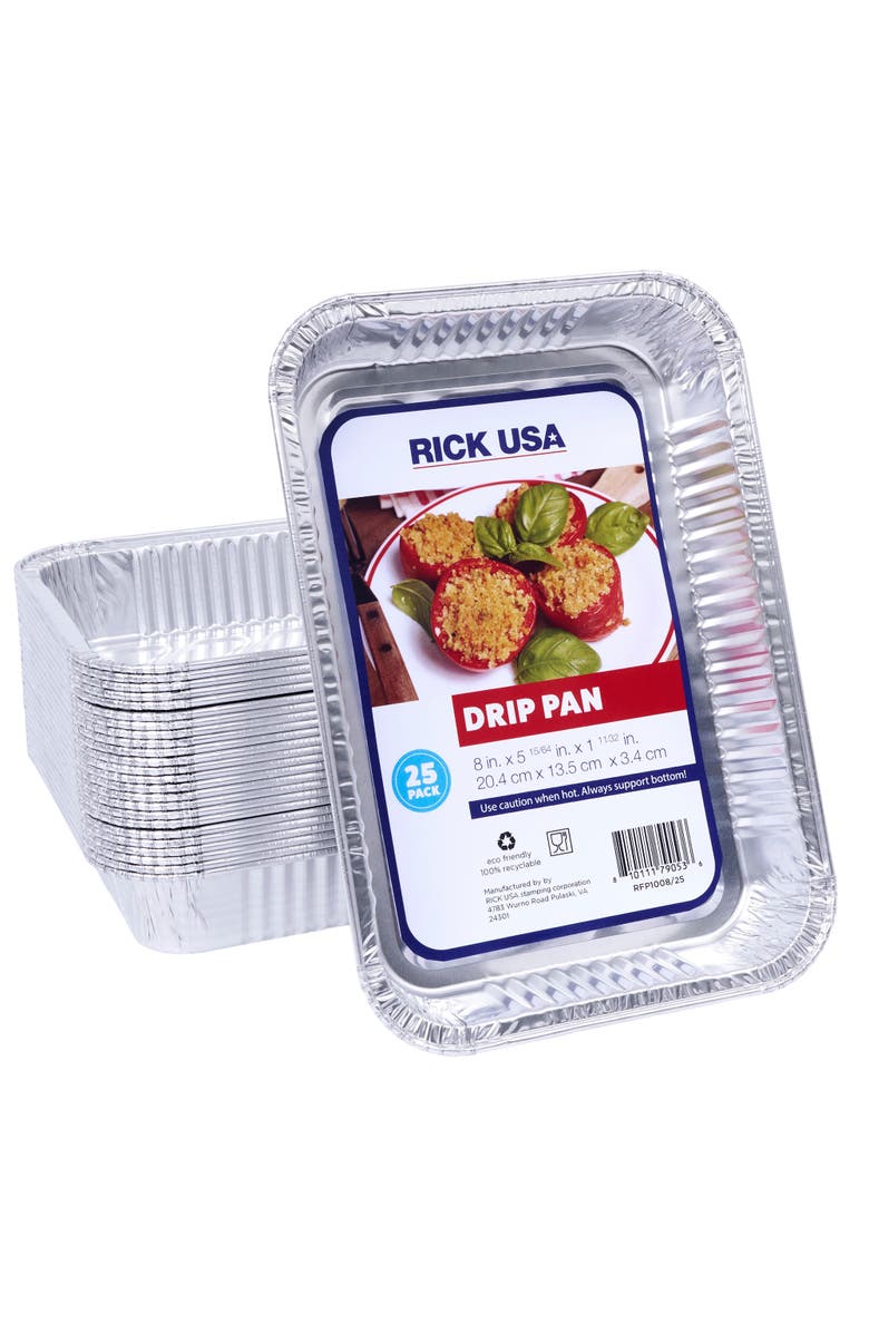 RICK USA 8x5 Inch Aluminum Drip Pan, 25 Pack, Main, color, Gray
