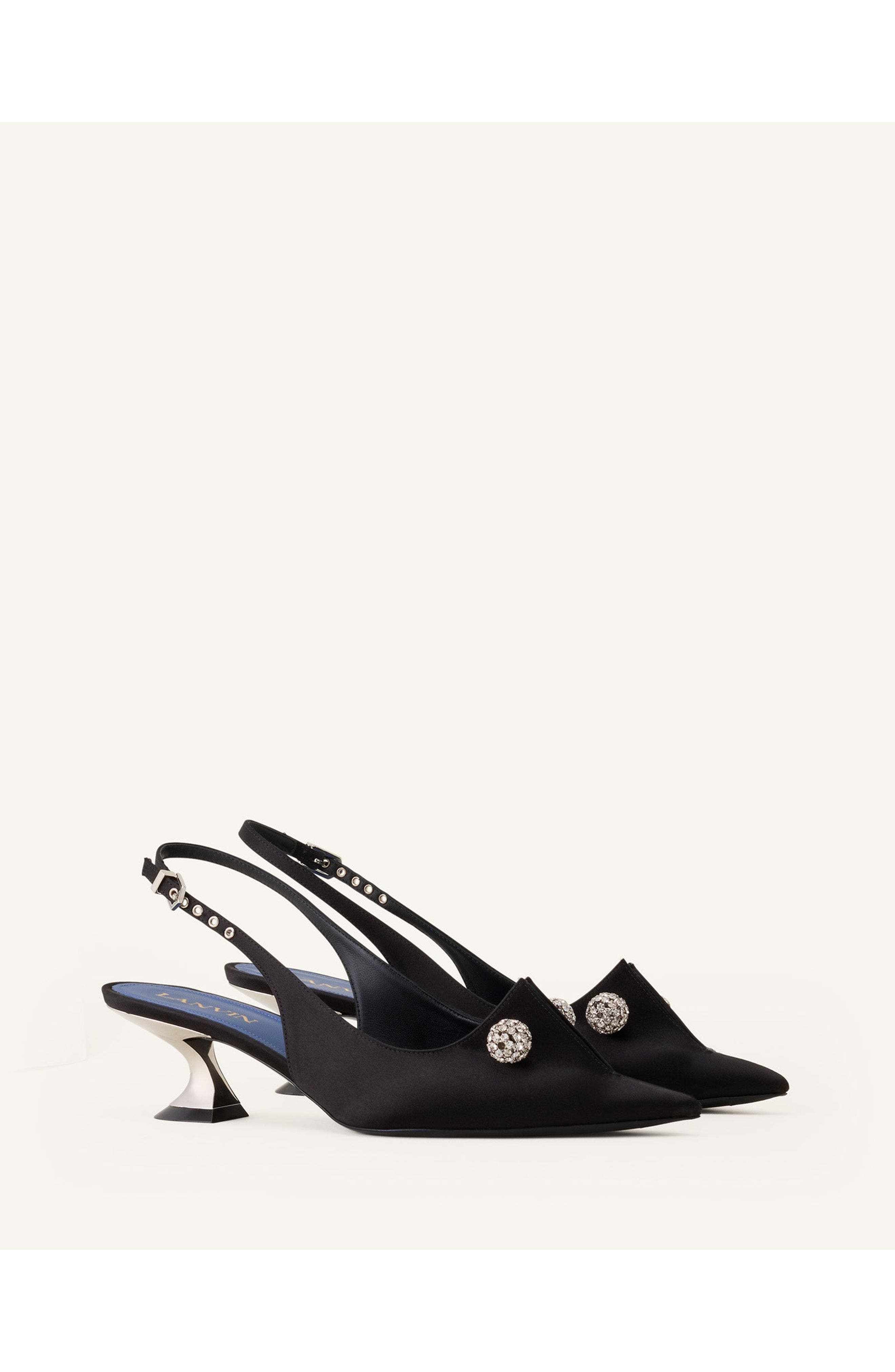 Lanvin Affinity Arch Slingback, Alternate, color, Black/Silver