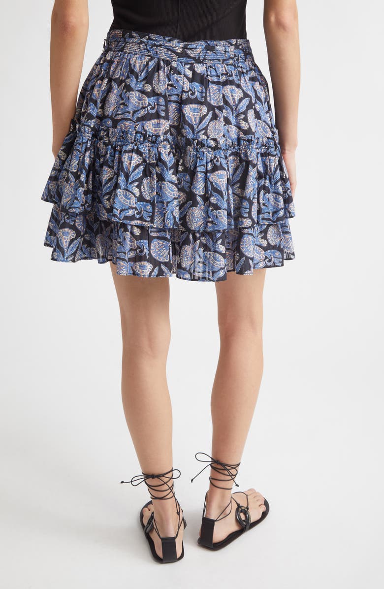 Ulla Johnson Arlin Paisley Floral Tiered Ruffle Cotton Blend Miniskirt, Alternate, color, Zinnia
