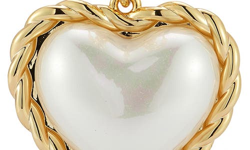 Chloe & Madison Chloe And Madison Faux Pearl Heart Drop Earrings In Gold