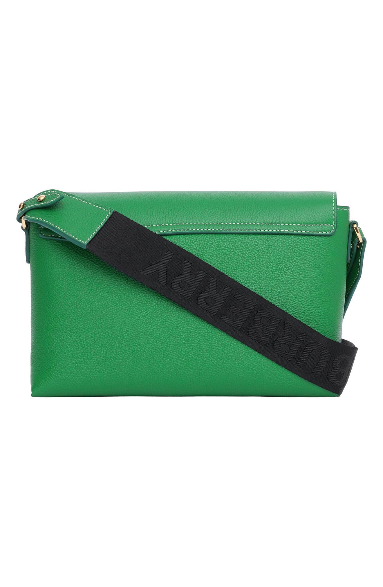 Medium Note Leather & Vintage Check Crossbody Bag, Alternate, color, IVY GREEN