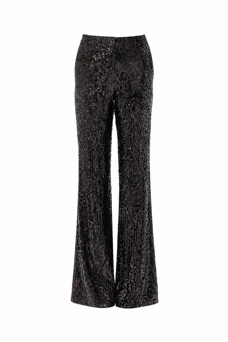 Arvid Pants  Sequin Embellished Lined Wide Leg Pants, Alternate, color, BLACK