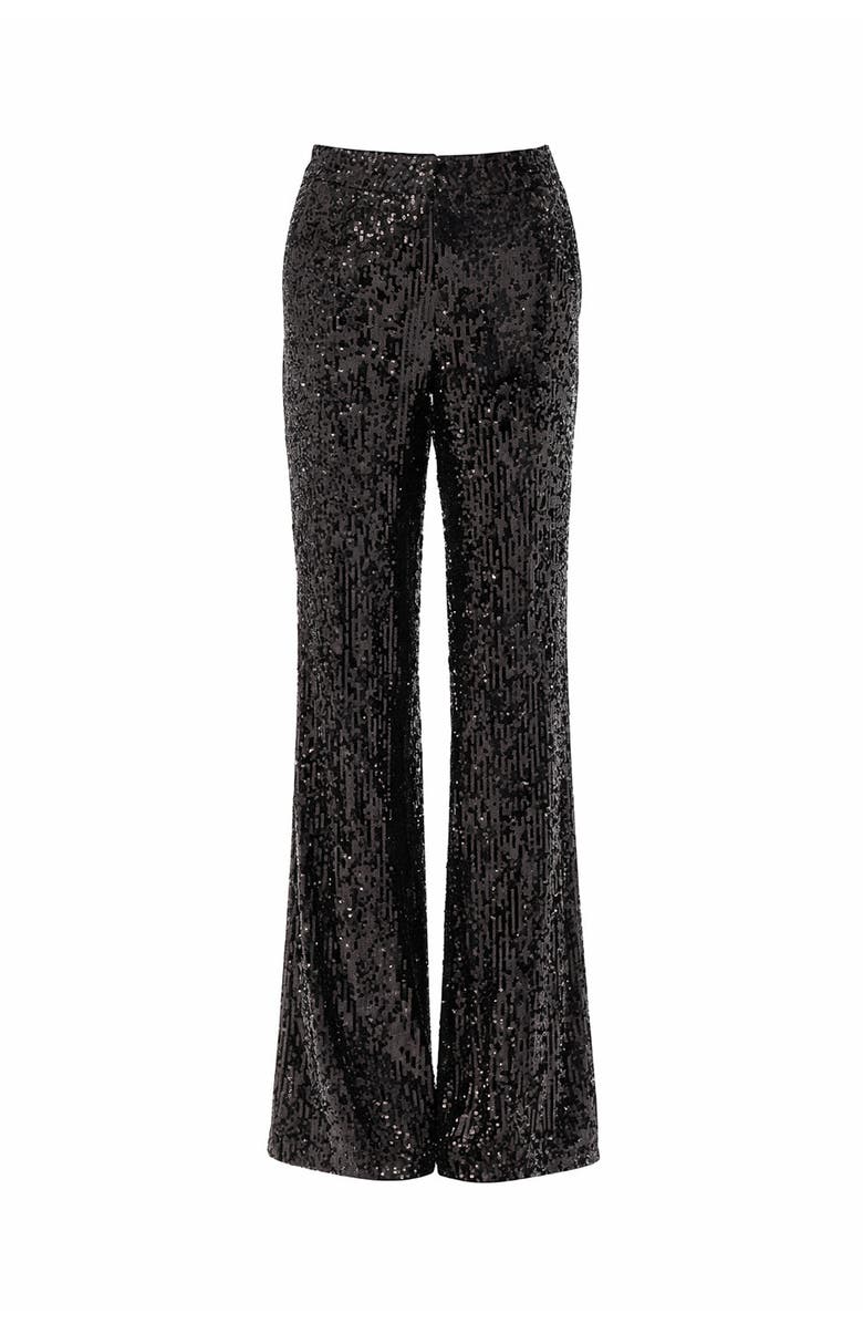 Exquise Arvid Pants  Sequin Embellished Lined Wide Leg Pants, Alternate, color, Black