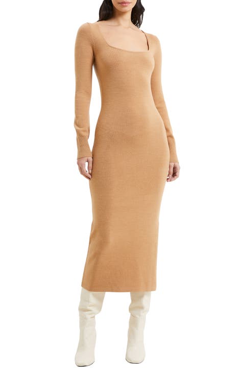 Babysoft Square Neck Long Sleeve Midi Dress