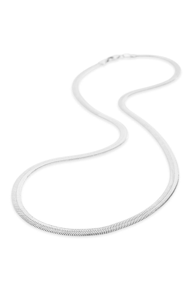Sterling Forever Herringbone Chain Necklace, Alternate, color, Silver