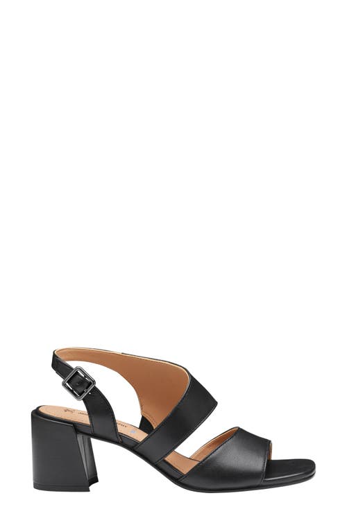 Johnston & Murphy Everly Asymmetric Slingback Sandal In Black Glove Leather