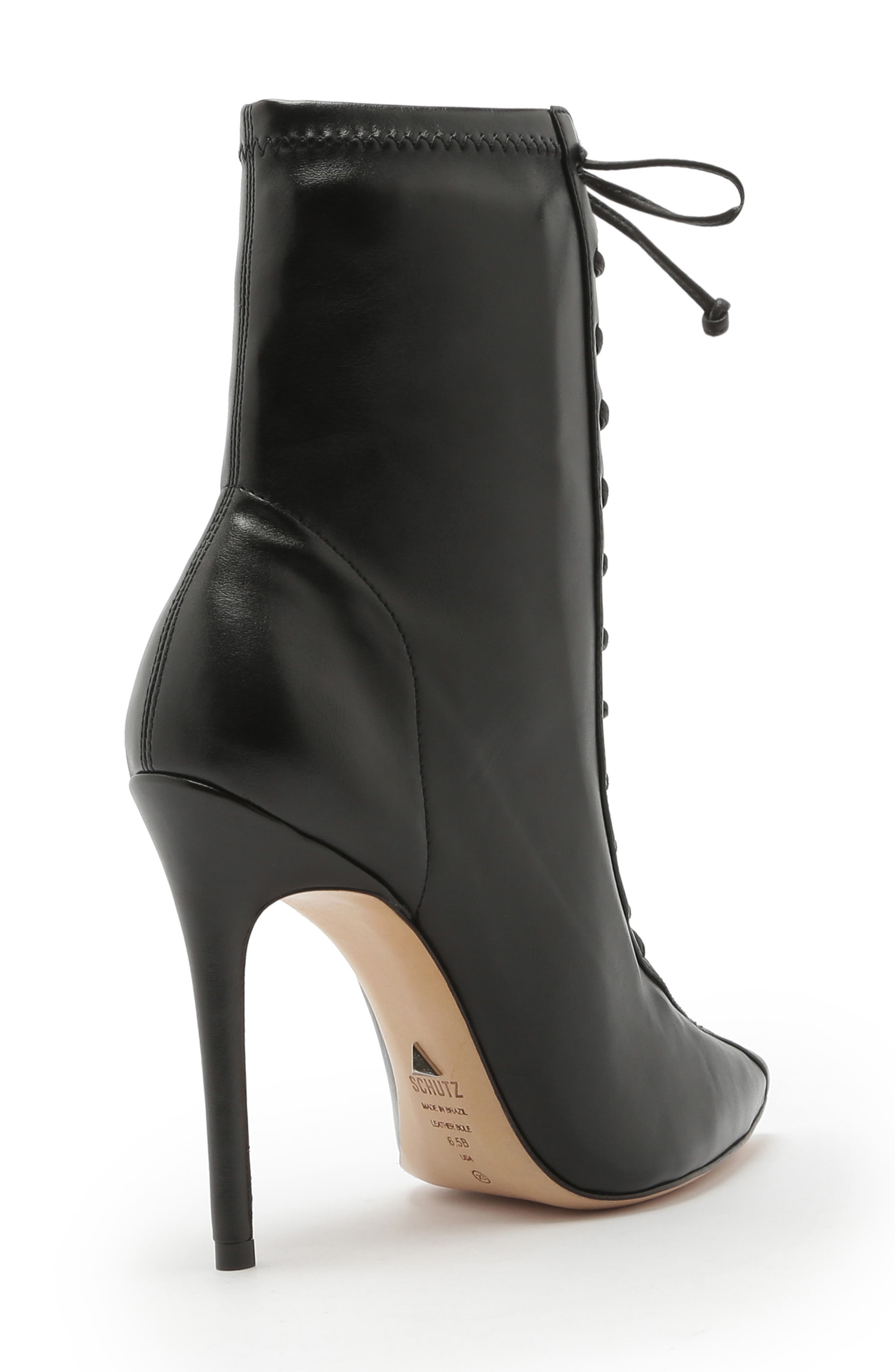 Schutz Tennie Pointed Toe Lace-Up Boot, Alternate, color, 