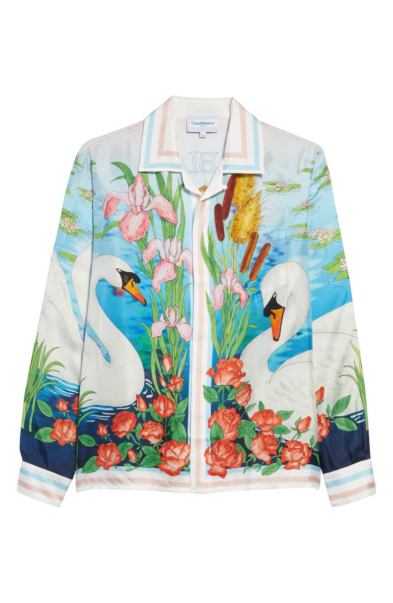 Casablanca Long Sleeve Silk Button-Up Shirt, Alternate, color,