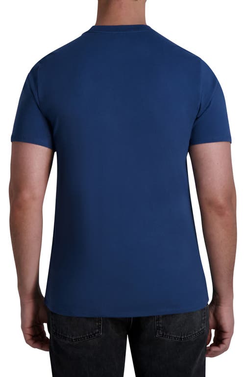 Karl Lagerfeld Paris Raised Camo Logo Graphic T-shirt In Dark Denim