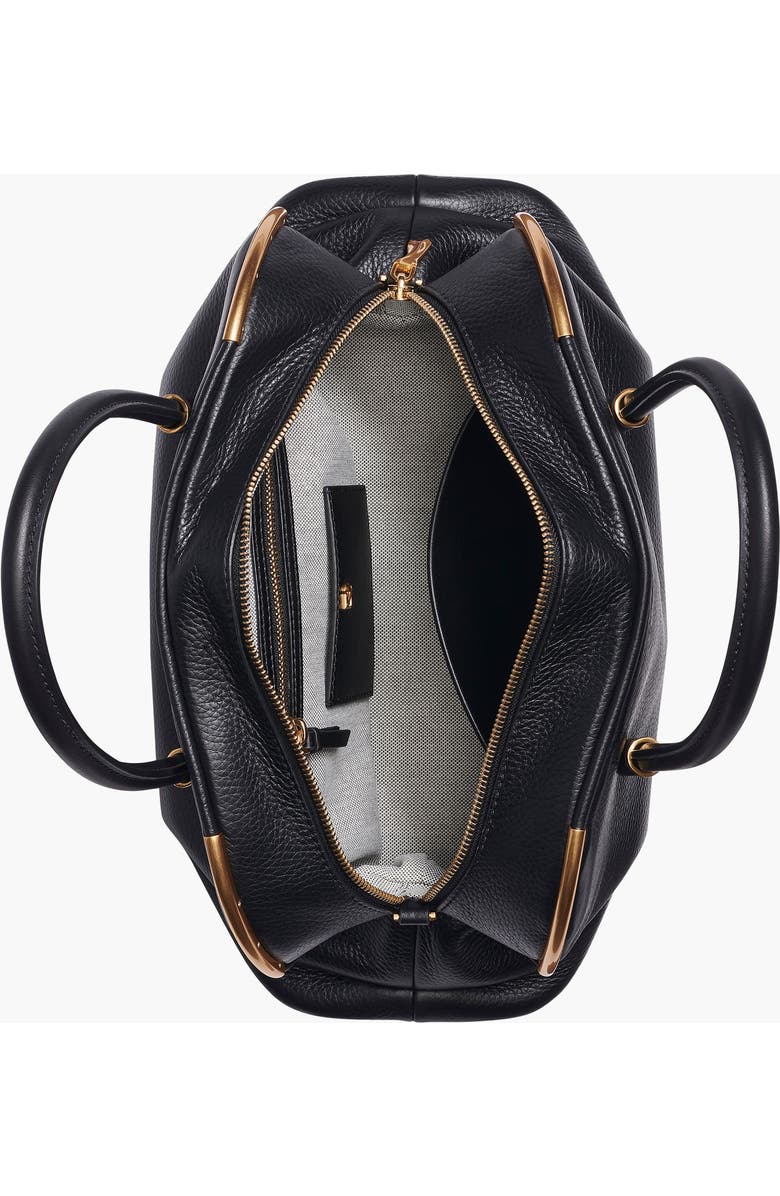 Donna Karan New York Satin Leather Satchel, Alternate, color, Black/Gold