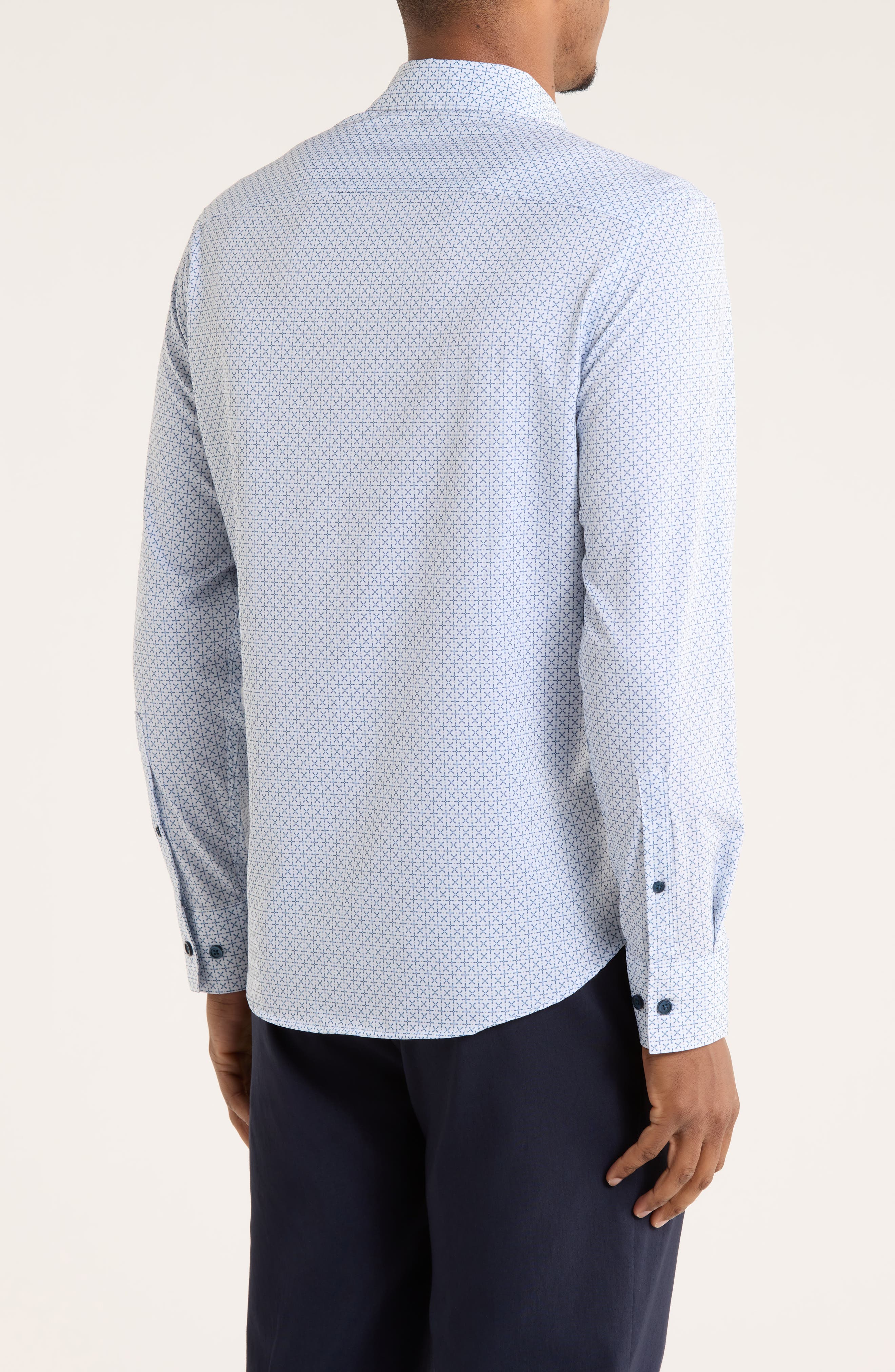 Geometric Print Slim Fit Performance Button-Up Shirt - image 2