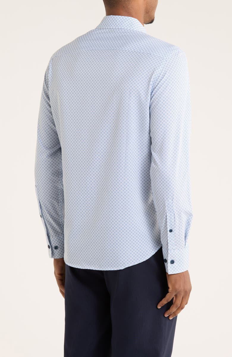 CONSTRUCT Geometric Print Slim Fit Performance Button-Up Shirt, Alternate, color, White/ Blue