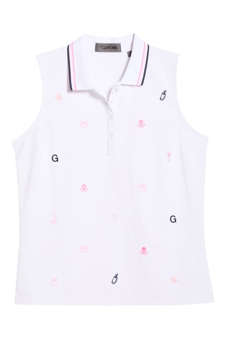 Embroidered Piqué Golf Polo, Alternate, color, SNOW / CANDY