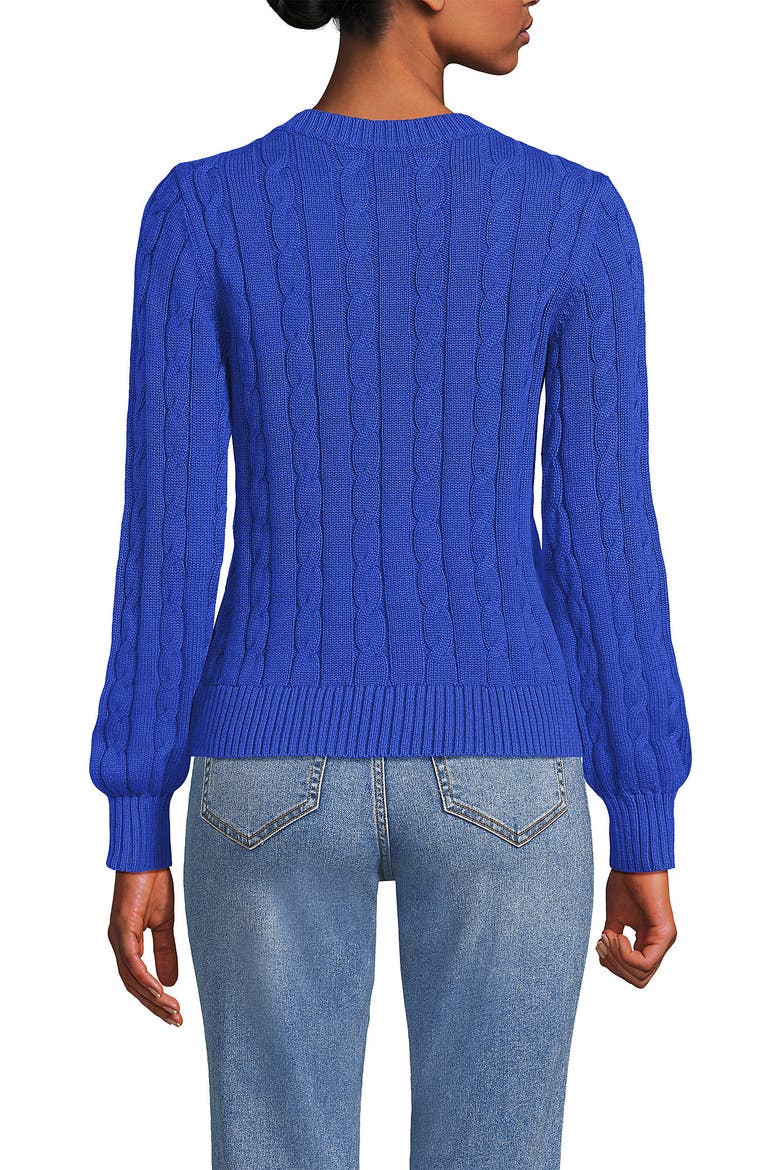 Drifter Classic Cable Crew Neck Cardigan Sweater, Alternate, color, Vibrant Lapis